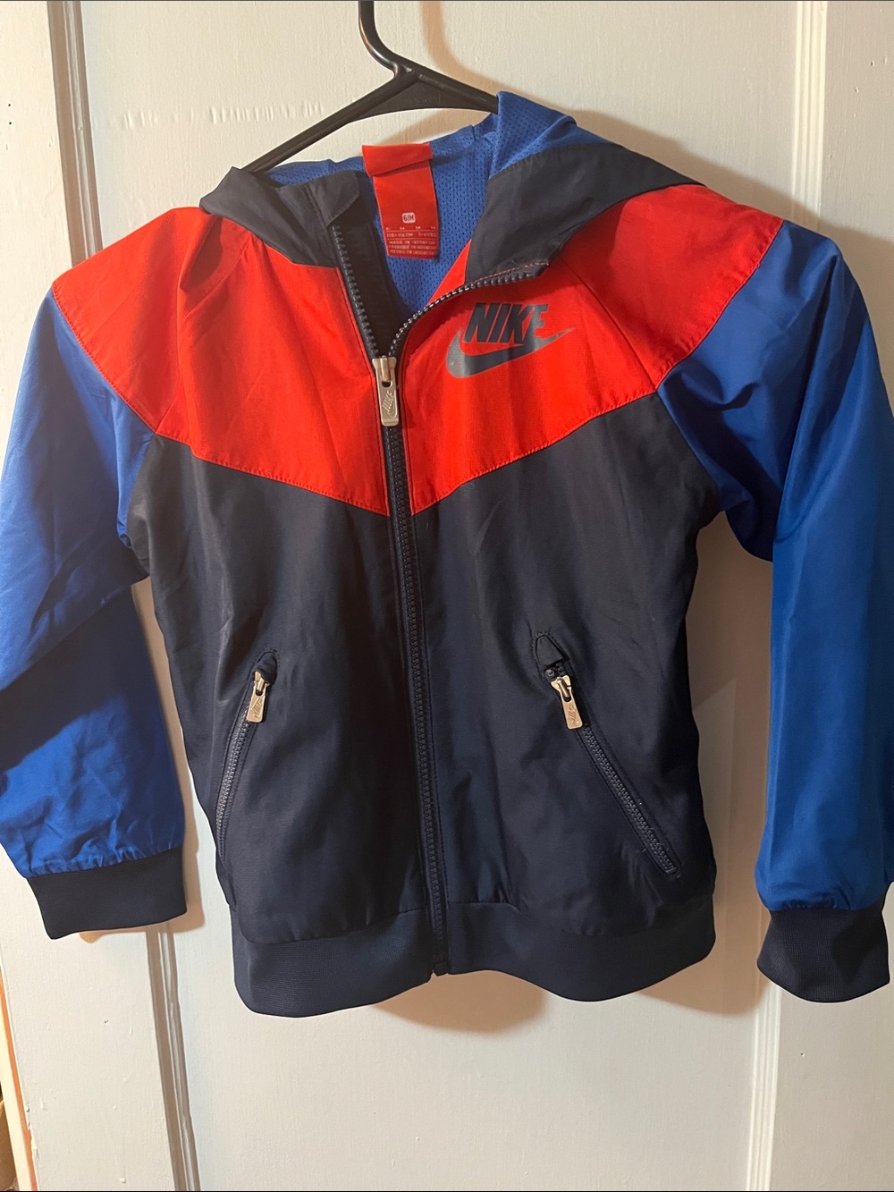 Nike Kids Navy, Royal Blue & Red Hooded Windbreaker Jacket